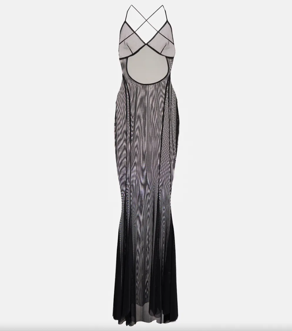 Seconda tendenza: tessuti trasparenti. Maxi abito in rete di Norma Kamali per 153 franchi, via Mytheresa.