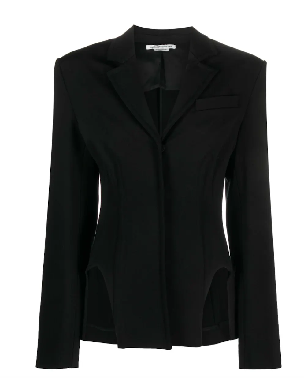 Prima tendenza: spalle larghe. Blazer con ritagli e imbottiture di Alessandro Vigilante per 802 franchi, via Farfetch.