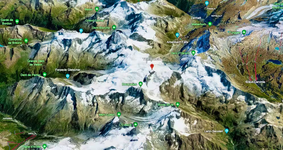 La localisation de Tête Blanche sur la carte.