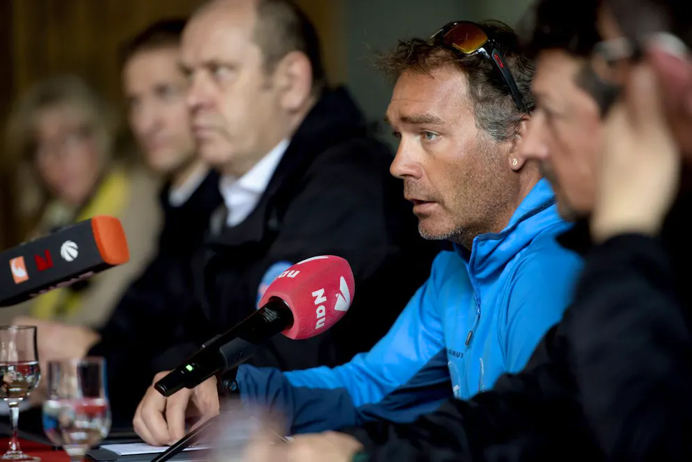 Anjan Truffer, Zermatter Rettungschef, spricht 2018 anlässlich der Suchaktion betreffend Karl-Erivan Haub, CEO der deutschen Tengelmann-Gruppe.