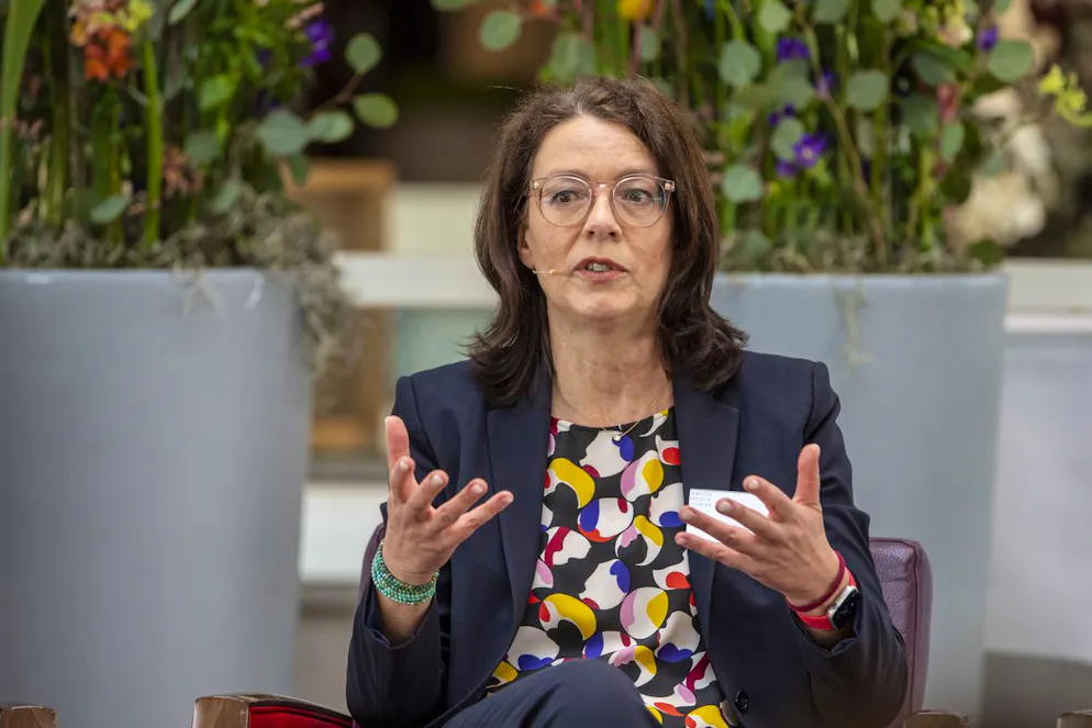 «Unternehmerische Verantwortung wahrnehmen»: SRF-Direktorin Nathalie Wappler spricht anlässlich des Swiss Media Forum vom Freitag, 12. Mai 2023 im KKL in Luzern.