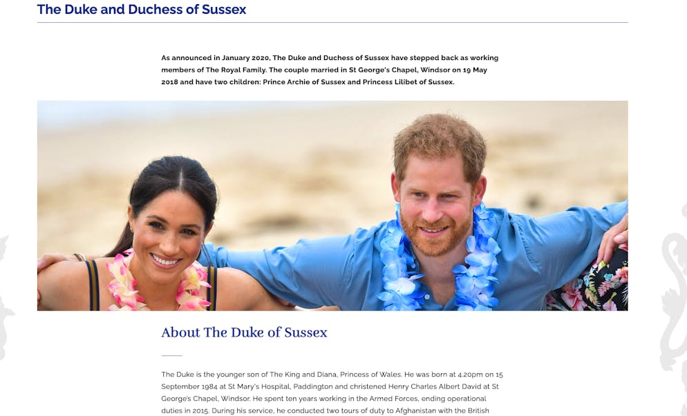 Prince Harry and Duchess Meghan are being punished: The Sussexes are no longer represented by their profiles on the British royal family's website.