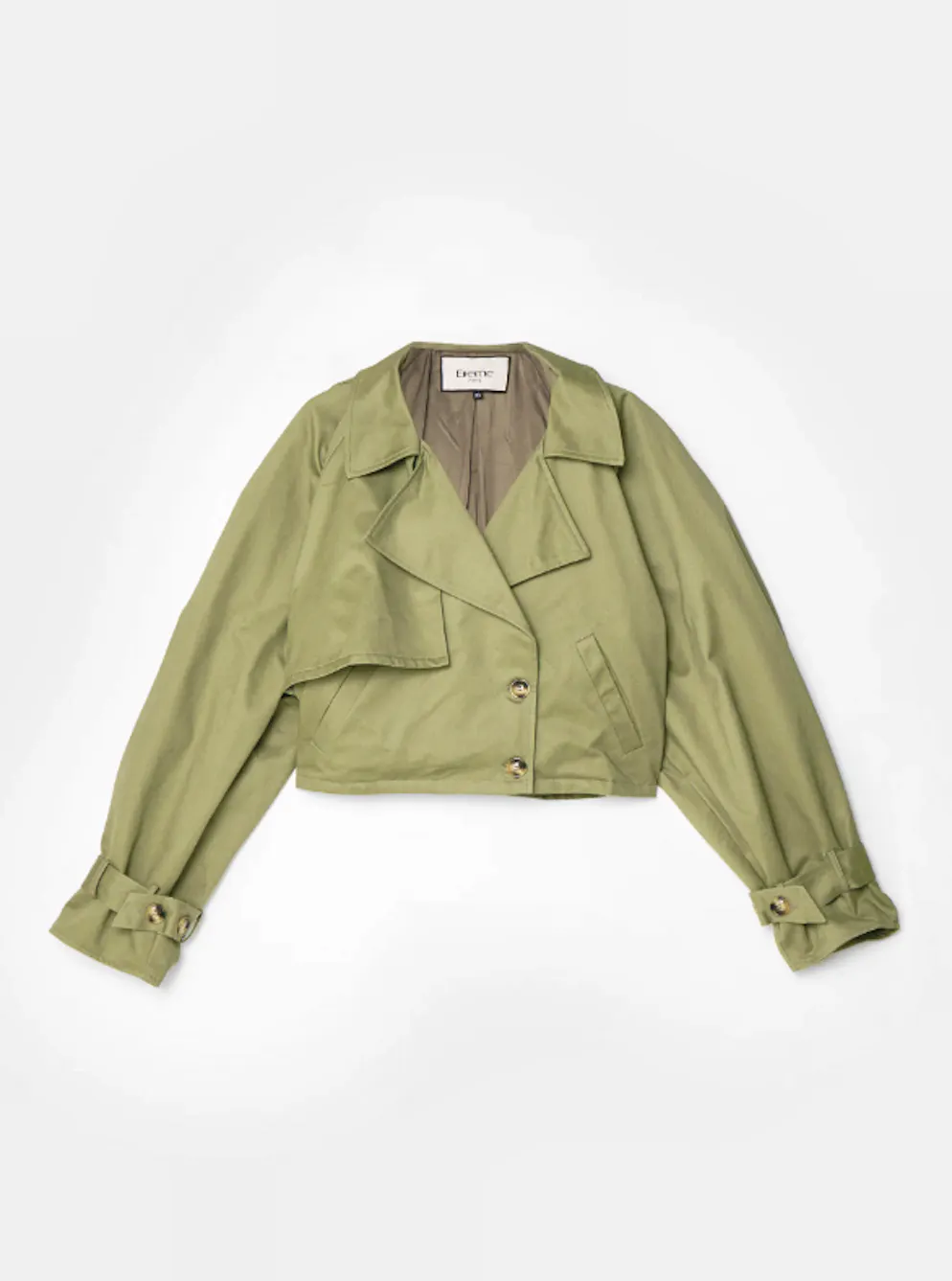 5. Trend: Cropped-Schnitt. Leichte Jacke im Cropped-Schnitt und in Khaki von Elleme für 600 Franken, via Zalando.