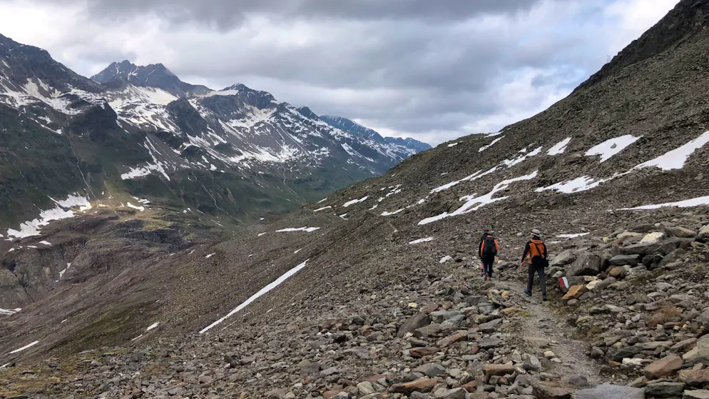 Die Moränenlandschaft in den Ötztaler Alpen.