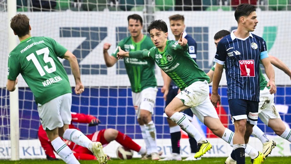 Luzern gleicht gegen St. Gallen in der Nachspielzeit zum 1:1 aus - Gallery. St. Gallens 1:0-Torschütze Albert Vallci setzt zum Jubel an