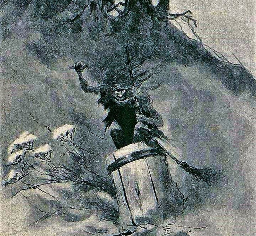 Baba Jaga in einem Buch von V. A. Gatsuk von 1894.