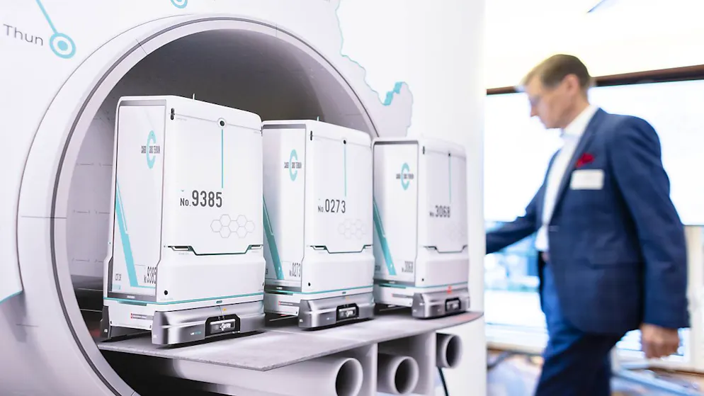 So könnte "Cargo sous terrain" dereinst aussehen: Visualisierung anlässlich einer Medienkonferenz am 4. April 2024.