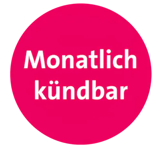 Runder Störer in Pink mit monatlich kündbar in Deutsch