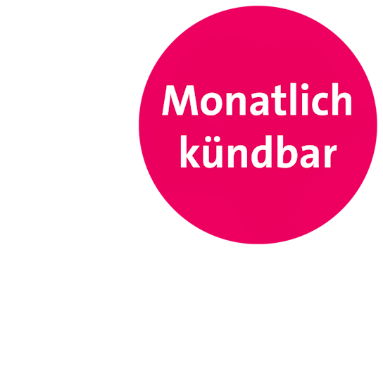 Runder Störer in Pink mit monatlich kündbar in Deutsch