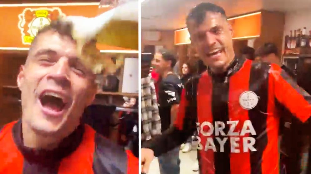 Wilde Kabinen-Party. Xhaka wird nach Titelgewinn mit Bier geduscht und geht viral