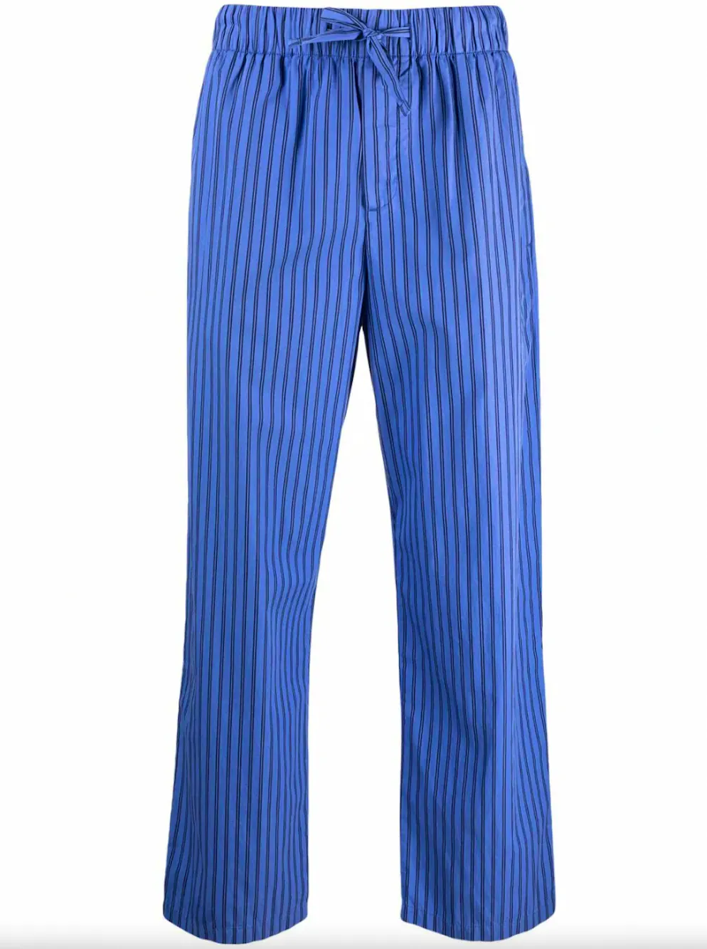 Pyjamahosen trägt man jetzt auch auf der Strasse. Gestreiftes Modell in Blau von Tekla für 150 Franken, via Fartfetch.