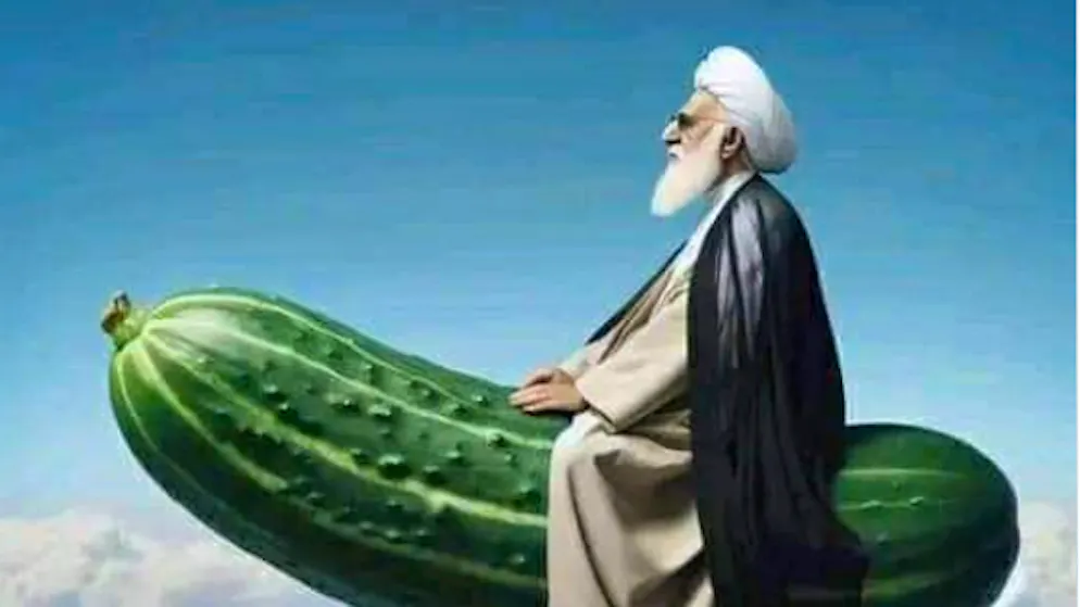 In Form von verhöhnenden Bildern entlud sich im Nahen Osten der Spott über die jüngsten Raketenangriffe des Irans auf Israel.