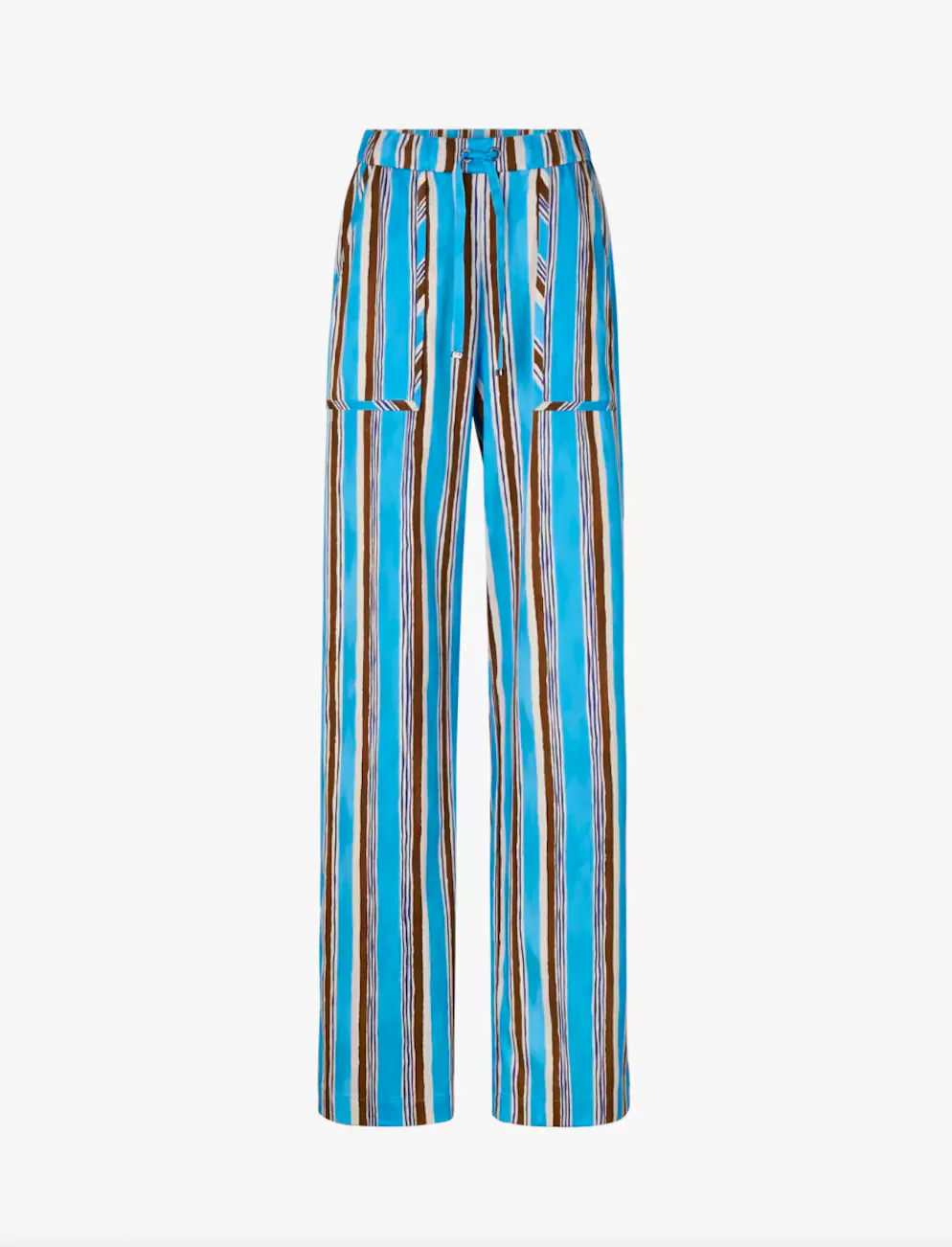Pyjamahosen trägt man jetzt auch auf der Strasse. Hellblaue Hose mit Streifen von Bogner für 325 Franken, via Globus.