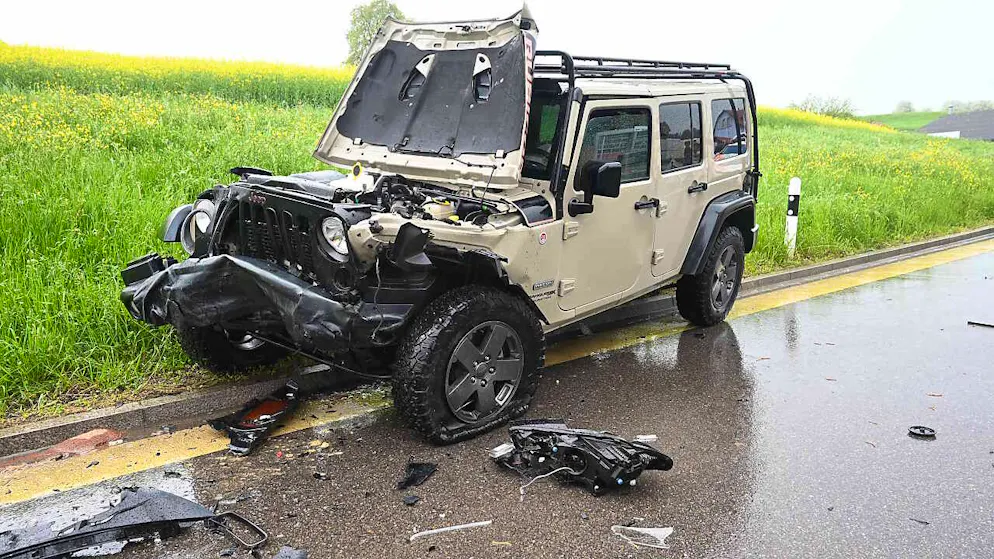 Bei der Frontalkollision verletzten sich zwei Personen leicht.