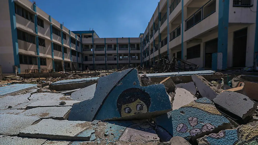 Ecole de l'UNRWA détruite par l'armée israélienne à Khan Younès.