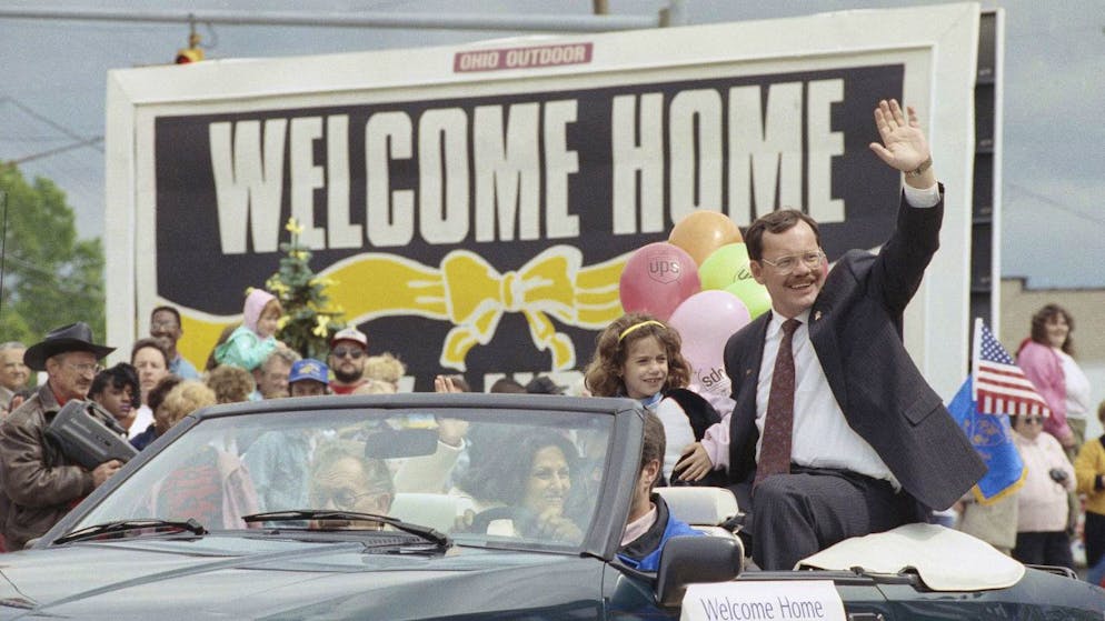 Terry Anderson (rechts) wurde nach seiner Freilassung 1992 in den USA empfangen. (Archivbild)