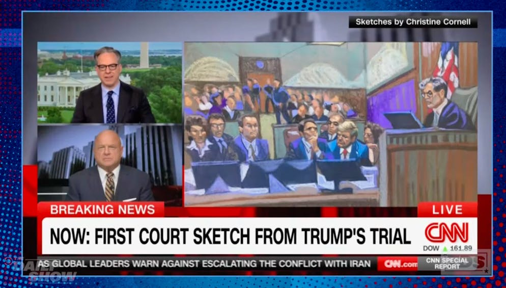 «Donald Trump sieht aus, als würde er finster dreinblicken»: Jake Tapper (oben links) liest viel in diese Zeichnung hinein.