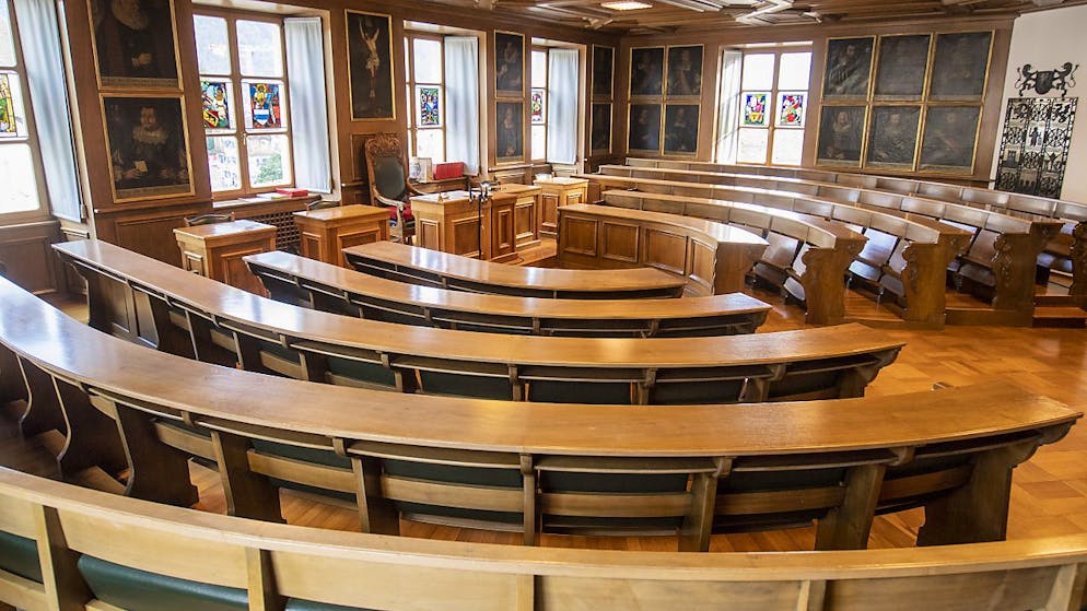 Der Saal im Rathaus, in dem der Landrat Nidwalden tagt. (Archivaufnahme)