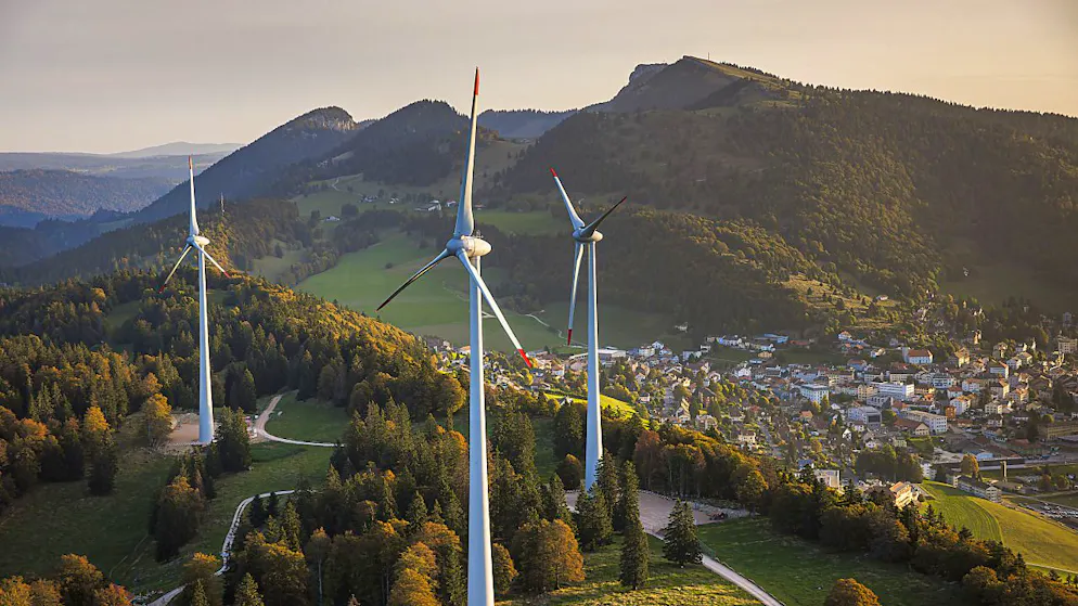 Windkraftanlagen des Windparks in Sainte-Croix VD. (Archivbild)