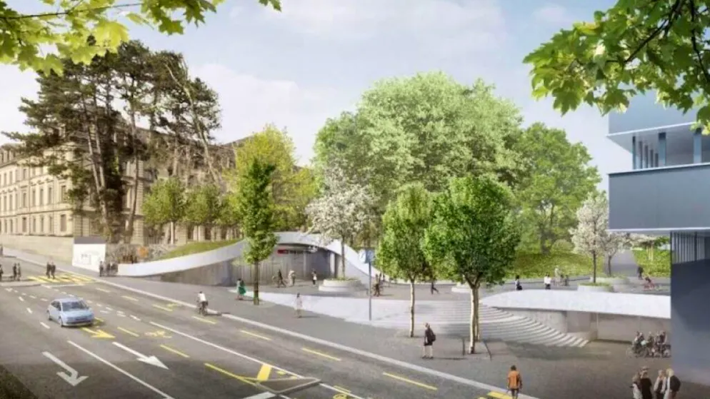 Visualisierung des neuen Bahnhofzugangs Länggasse.