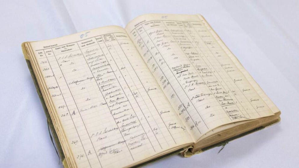 Skurriler Beginn der Europasammlung des Basler Museums der Kulturen - Gallery. Blick in das erste "Einlaufbuch" der Europa-Sammlung des Museums der Kulturen Basel.