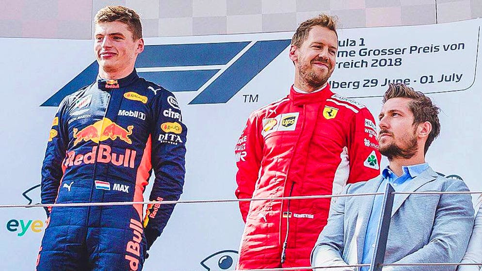 Marcel Hirscher und Max Verstappen waren sich beim GP von Spielberg auch schon ganz nah.