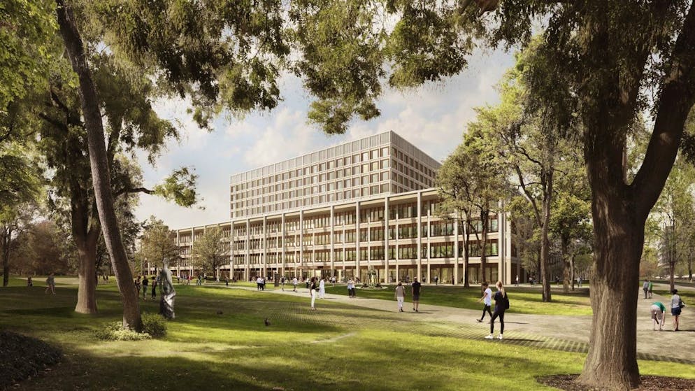 Der im Minergie-P-Eco-Standard erstellte Neubau "Dreiklang" des Kantonsspitals Aargau wird teilweise über eine "grüne Anleihe" finanziert.