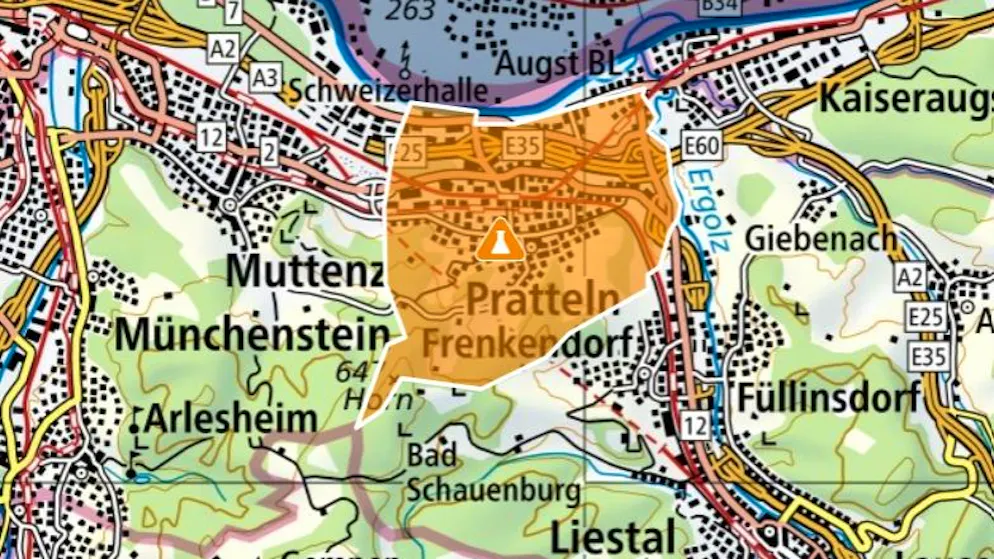 Das betroffene Gebiet im Kanton Basel-Landschaft.