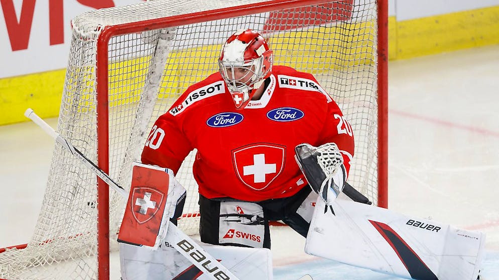 Reto Berra a fêté un blanchissage, samedi contre la Lettonie.