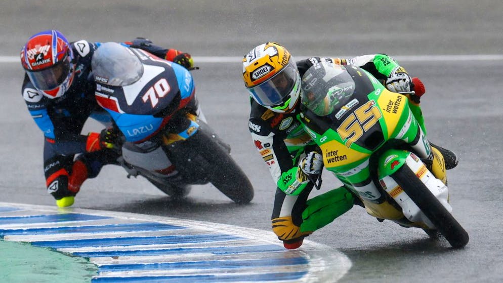 Noah Dettwiler (à droite) a terminé 21e dimanche à Jerez
