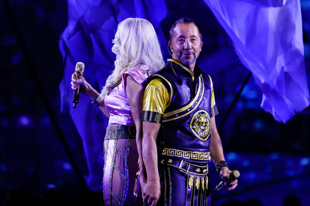 DJ Bobo live bei einem Konzert seiner «EVOLUT30N -Tour» zum 30-jährigen Bühnenjubiläum in der Messehalle Erfurt im Juni 2023. 