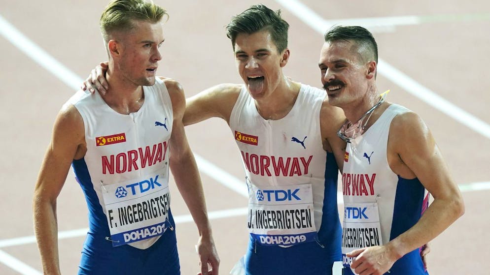 Jakob Ingebrigtsen, al centro, è stato medaglia d'oro alle Olimpiadi di Tokyo sui 1'500 metri.