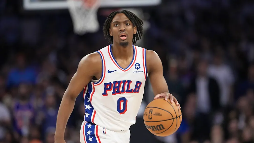 Sorgte in einer hektischen Schlussphase dafür, dass sein Team in die Verlängerung kam und die Serie gegen die New York Knicks schliesslich auf 2:3 verkürzen konnte: Philadelphias Tyrese Maxey