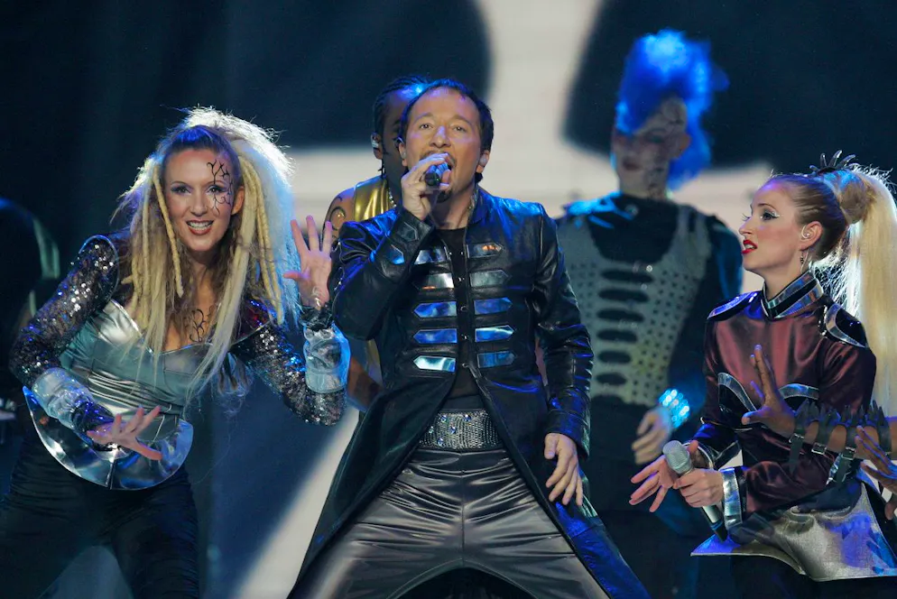 DJ Bobo beim ESC 2007 in Helsinki mit seinem Song «Vampires Are Alive». 