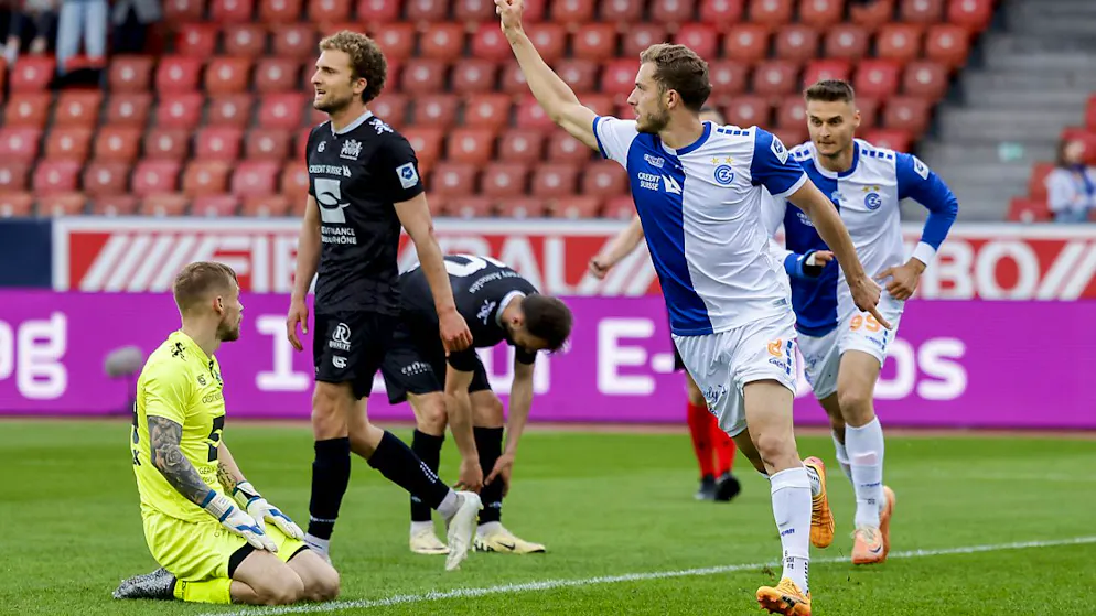 Erster Sieg seit Mitte Februar: Giotto Morandi war mit seinen zwei Toren der entscheidende Mann beim 3:2-Sieg der Grasshoppers über Schlusslicht Stade Lausanne-Ouchy