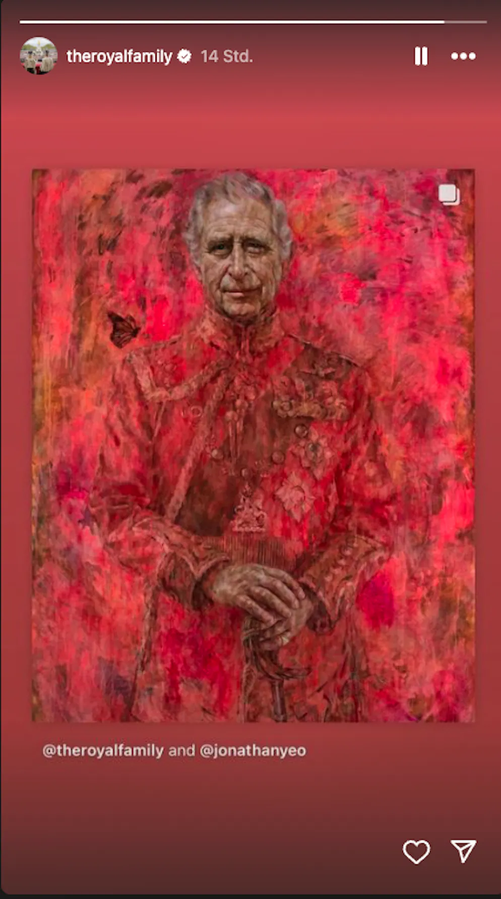 Das ist das erste Porträtbild von König Charles III. in seiner Regentschaft. Die Meinungen über dieses Kunstwerk gehen stark auseinander. 