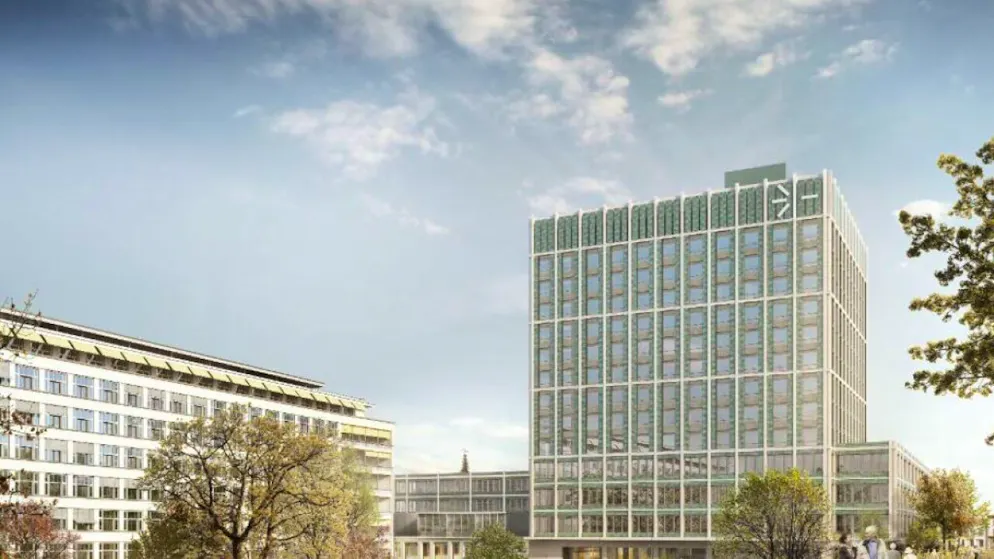 Diese Visualisierung zeigt das künftige Klinikum 2 des Universitätsspitals.