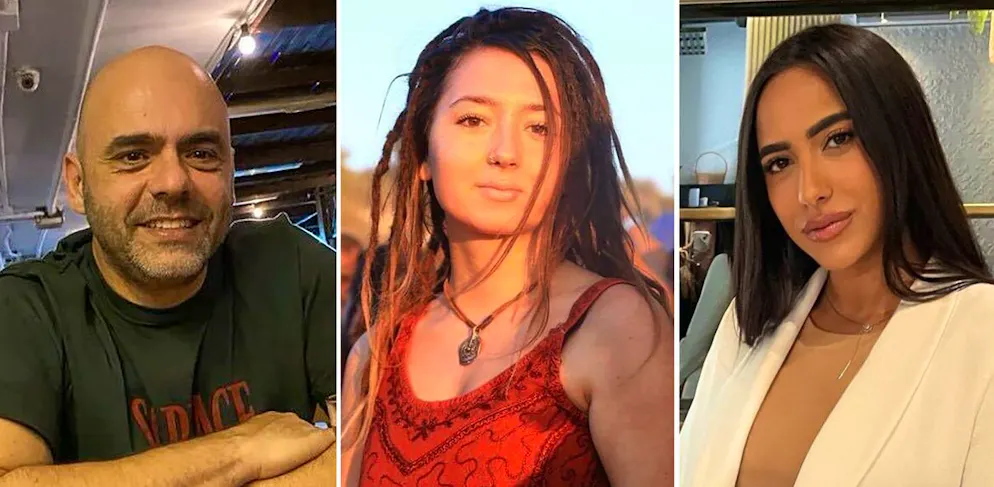 Neben Shani Louk (Mitte) konnten auch der 53-jährige Itzhak Gelerenter (links) und die 28-jährige Amit Buskila (rechts) dem Hamas-Terror nicht entkommen.