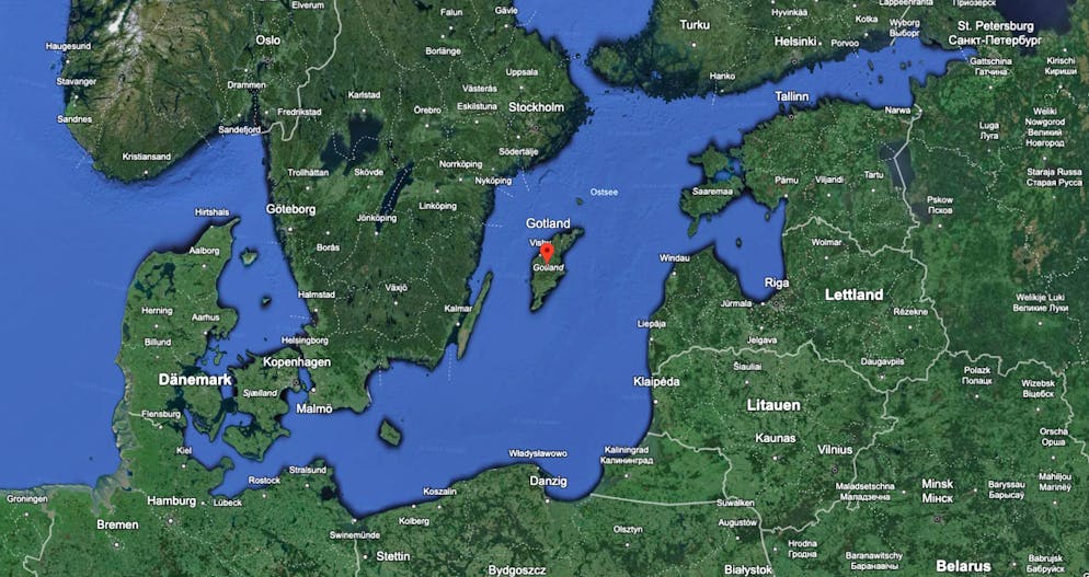 Markiert: Kage von Gotland in der Ostsee.