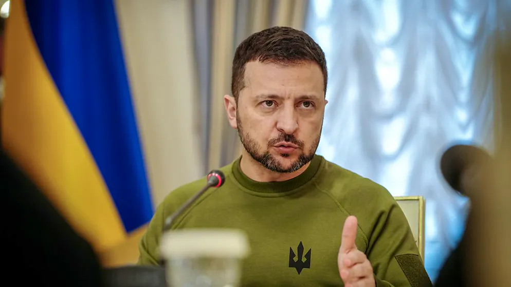 ARCHIV - Der ukrainische Präsident Wolodymyr Selenskyj äußert sich nach Luftangriff auf Charkiw. Foto: Kay Nietfeld/dpa