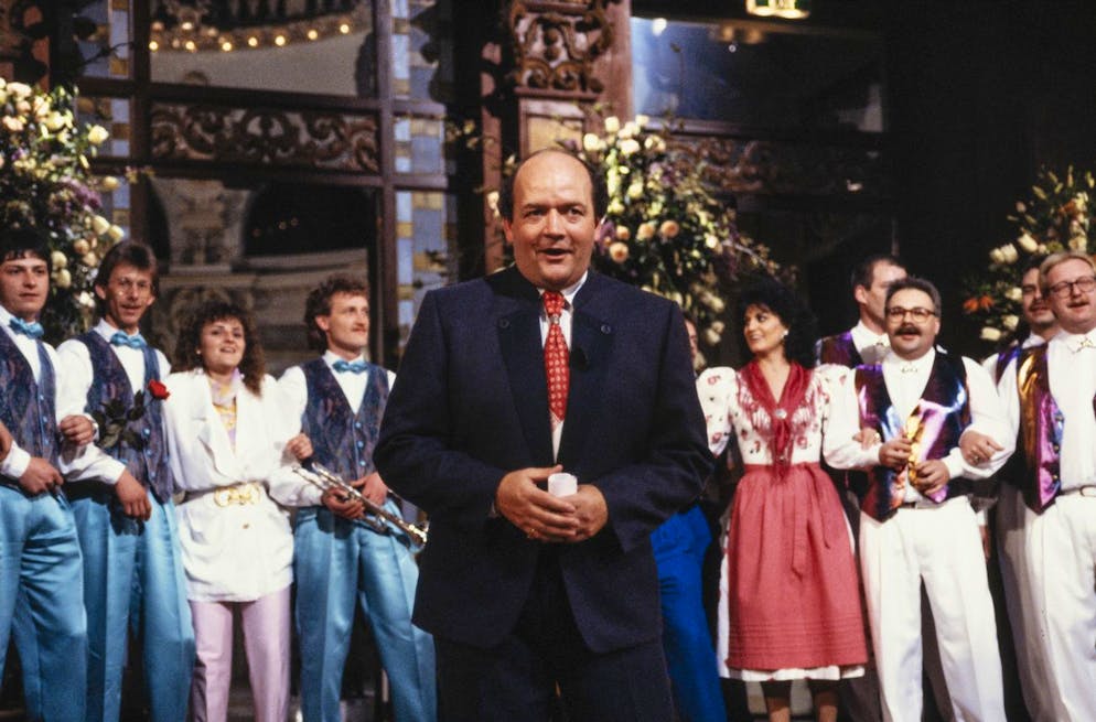 Der ehemalige TV-Moderator Sepp Trütsch war das Aushängeschild von SRF-Shows wie «Musig-Plausch», «Fyraabig» und erfand den legendären «Grand Prix der Volksmusik» (Bild) mit.