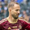 Servette's defender Steve Rouiller, left, fights for the ball with Lugano's forward Mattia Bottani, right, during the Swiss Cup final soccer match between Servette FC and FC Lugano, at the Wankdorf stadium in Bern, Switzerland, Sunday, June 2, 2024. (KEYSTONE/Salvatore Di Nolfi)