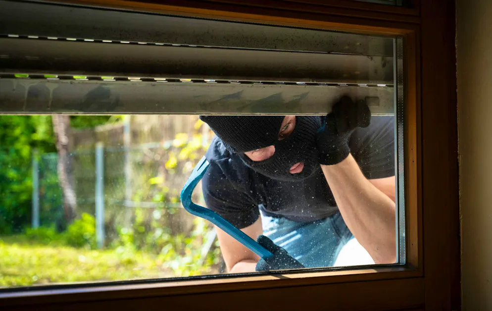 Un ladro osserva l'interno di una casa (immagine simbolica).