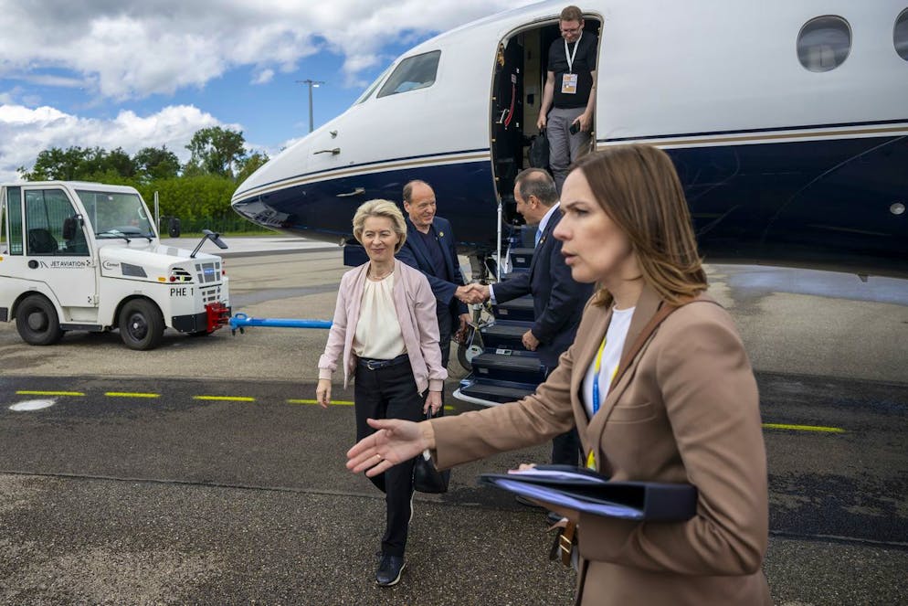 Bürgenstock. Ursula von der Leyen arrivata al Bürgenstock