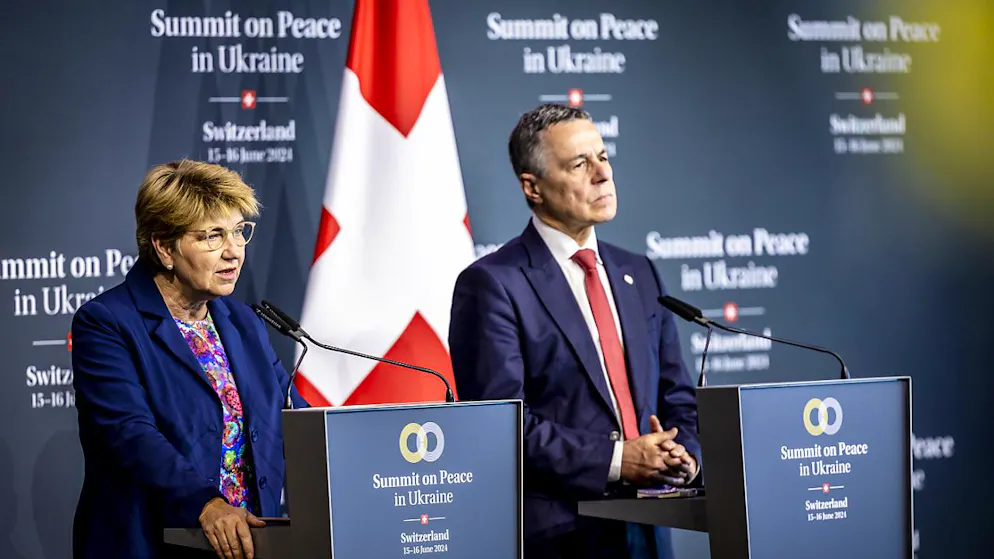 Viola Amherd e Ignazio Cassis oggi al Bürgenstock