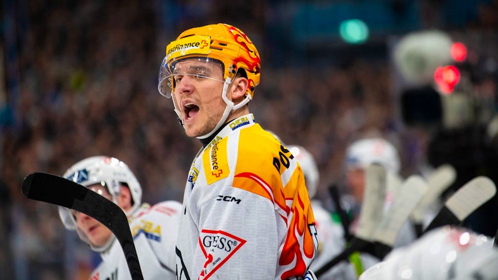 Calvin Thuerkauf, meilleur buteur de PostFinance de Lugano, lors du match de Play-in du premier tour du championnat suisse de National League 2023/24.