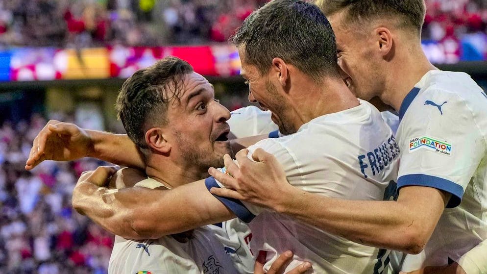 Xherdan Shaqiri is celebrated after his dream goal.