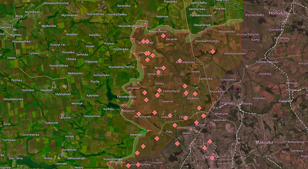 The area around Avdiivka (center) on June 1.