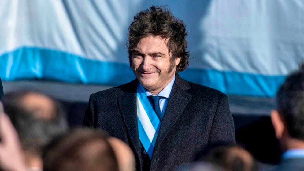 Argentine President Javier Milei takes part in an event to mark Argentina's Flag Day. Photo: Farid Dumat Kelzi/AP/dpa
