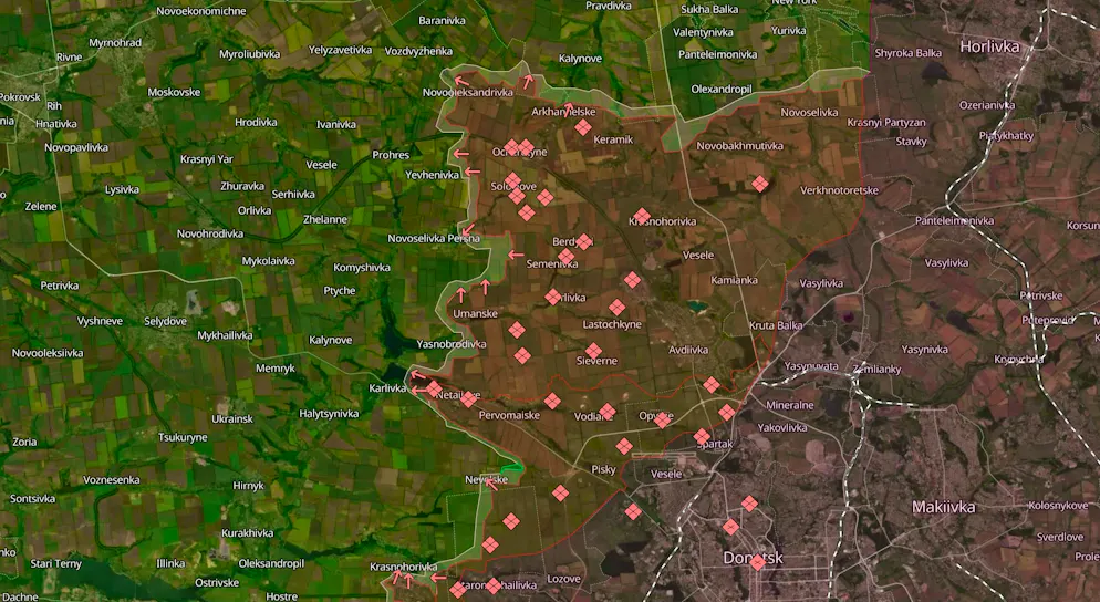 The area around Avdiivka on June 19.